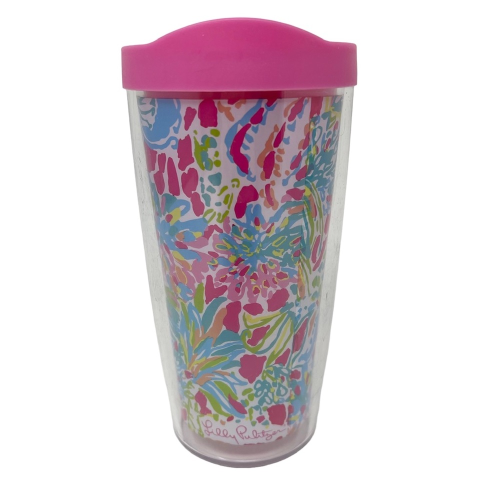 Lilly Pulitzer Plastic Drink Tumbler with Lid Classic Preppy Colorful Pattern
